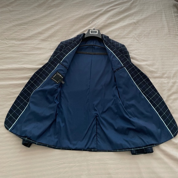 Topman 2-piece Blue Plaid Suit Jacket & Pants - Picture 3 of 7